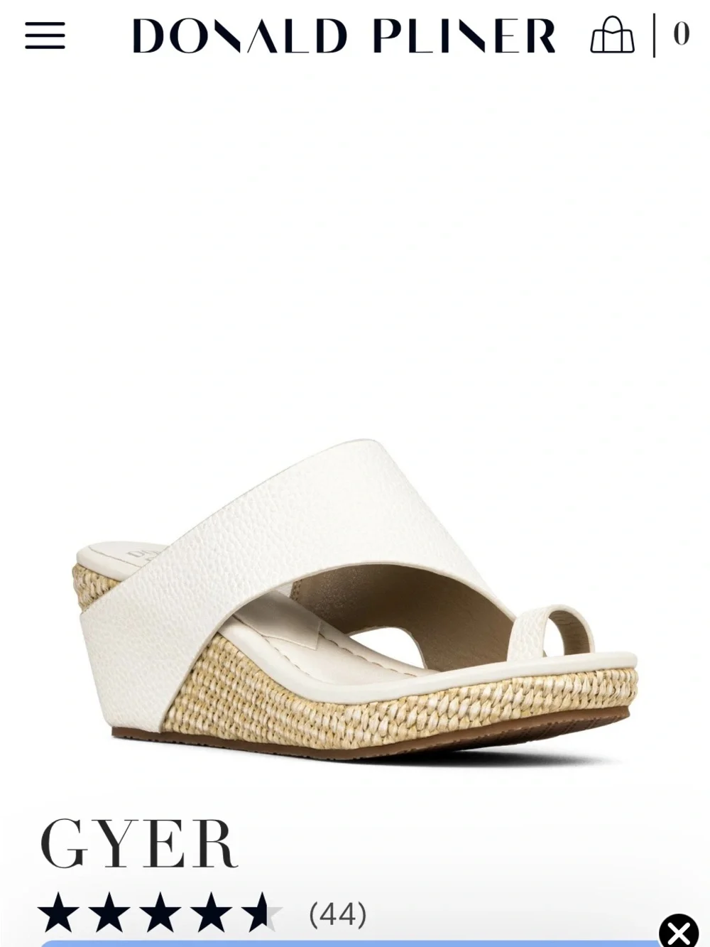 Donald J. Pliner White Leather Espadrille Wedge Slide